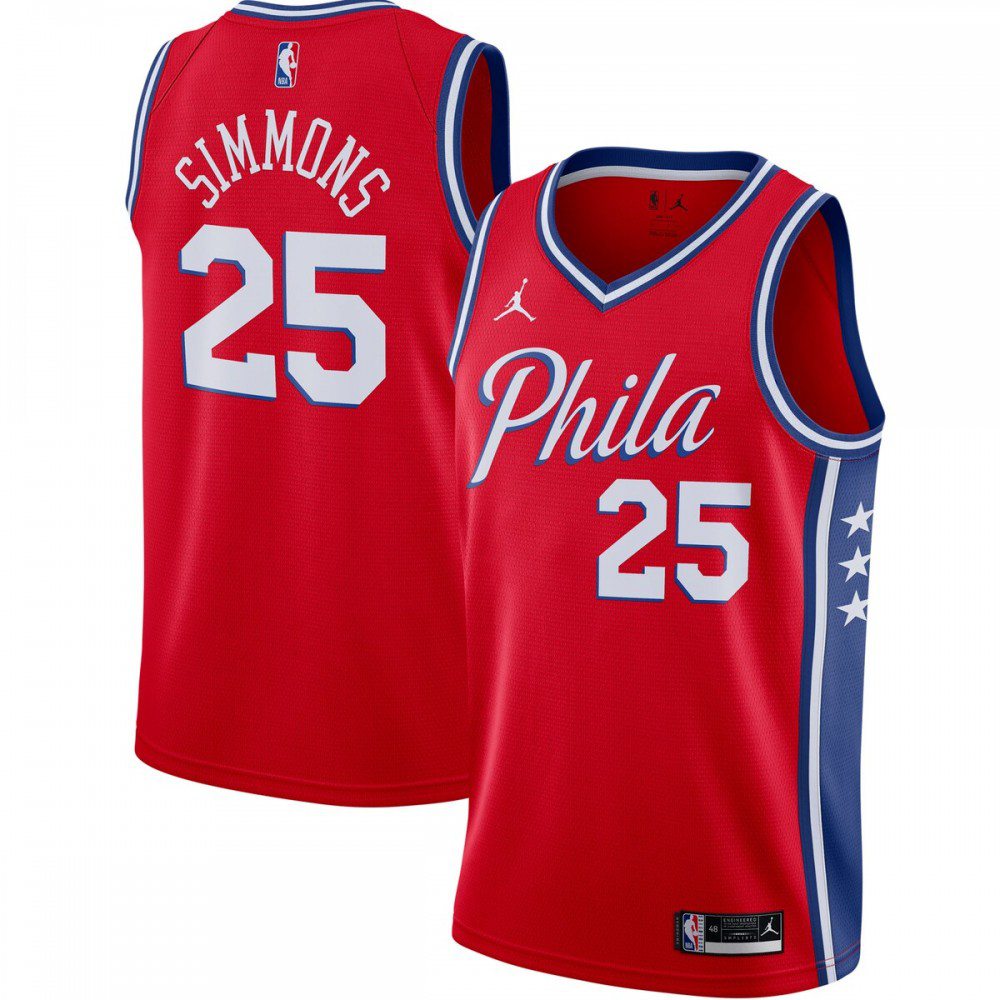 Ben Simmons Philadelphia 76ers Jordan Brand 2020/21 Swingman Jersey - Statement Edition - Red-Pro Kit Vault | Brand New 26/27 Sports Jerseys